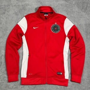 Nike Dri Fit Portland Thorns Jacket Women S Red Full Zip Soccer Track MLS Casual